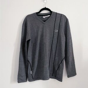 icebreaker • Sport 320 Merino Wool Dark Gray Black V Neck Midweight Sweater • S